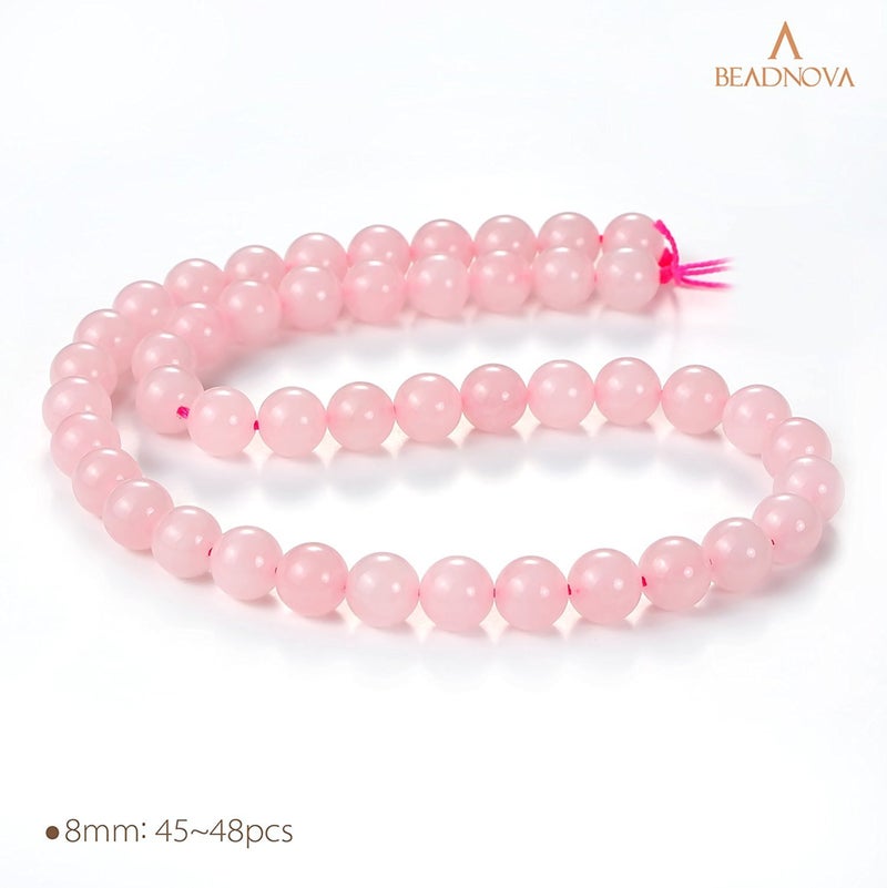 BEADNOVA Natural Rose Quartz Beads Natural Crystal Beads Stone Gemstone Round Loose Energy Healing with Crystal Stretch Cord for Jewelry Making (8mm, 45-48pcs) - Image 4